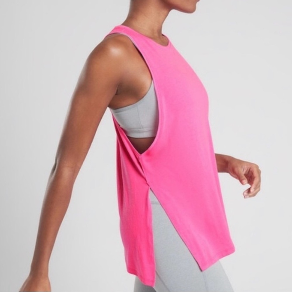 ATHLETA Prism Pink‎ Essence Mesh Details Summer Active Workout Tank Top Size S